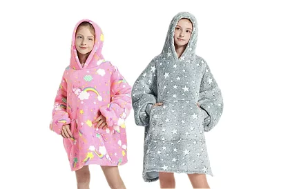 Svítící deka s rukávy a kapucí