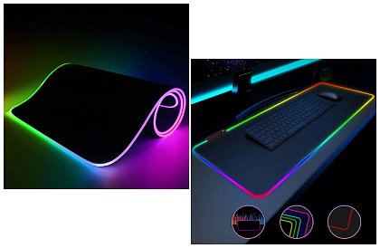 Herní podložka pod myš a klávesnici s RGB podsvícením - 80 x 30 cm