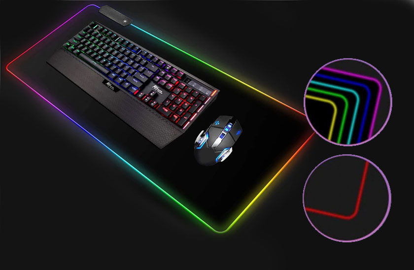 Levně Herní podložka pod myš a klávesnici s RGB podsvícením - 80 x 30 cm