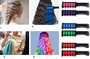 Hřebeny s omyvatelnými barevnými křídami na vlasy – 6 barev