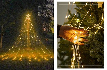 Vánoční LED světelný řetěz - vodopád s hvězdou