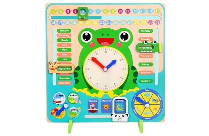 Dřevěný dětský interaktivní kalendář - Žába