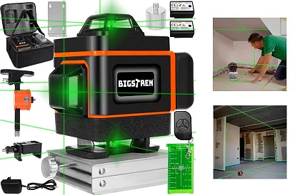 4D Laserová vodováha 360° – 16 linií – nivelační laser