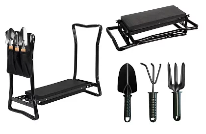 Skládací zahradní klekátko 3v1 – klekátko, lavička a organizér s nářadím