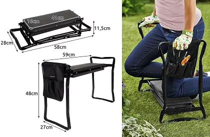 Skládací zahradní klekátko 3v1 – klekátko, lavička a organizér s nářadím