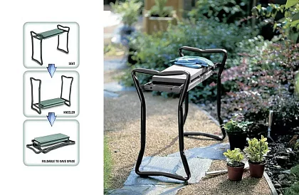 Skládací zahradní klekátko 3v1 – klekátko, lavička a organizér s nářadím