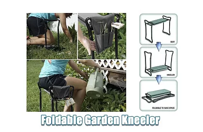 Skládací zahradní klekátko 3v1 – klekátko, lavička a organizér s nářadím