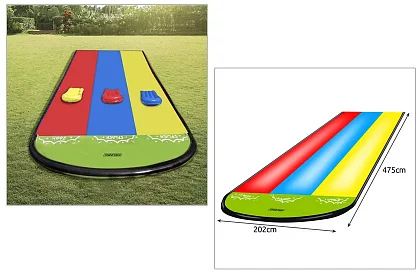 Trojitá vodní skluzavka s vodotryskem + 3 plavidla