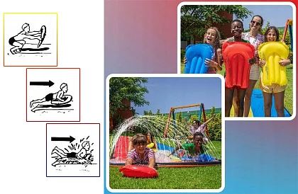 Trojitá vodní skluzavka s vodotryskem + 3 plavidla