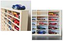 Dřevěná polička - organizér na autíčka - 54 přihrádek