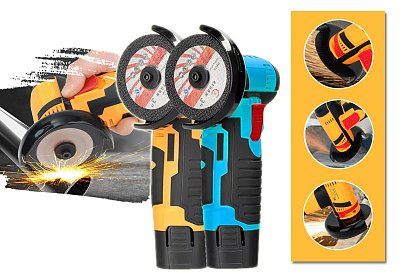 AKU úhlová mini bruska HAYAMI – 1023 – kufřík + 2 baterie
