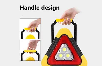 LED výstražný trojúhelník se svítilnou, powerbankou a solárním nabíjením