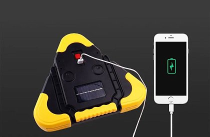 LED výstražný trojúhelník se svítilnou, powerbankou a solárním nabíjením