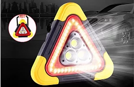LED výstražný trojúhelník se svítilnou, powerbankou a solárním nabíjením