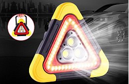 LED výstražný trojúhelník se svítilnou, powerbankou a solárním nabíjením