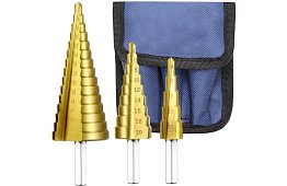 Sada kónických vrtáků na plech - 3ks