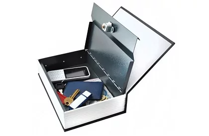 Bezpečný trezor ve tvaru knihy – schránka ukrytá v knize