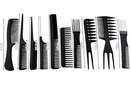 Profesionální kadeřnické hřebeny – sada 10 ks