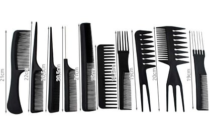 Profesionální kadeřnické hřebeny – sada 10 ks