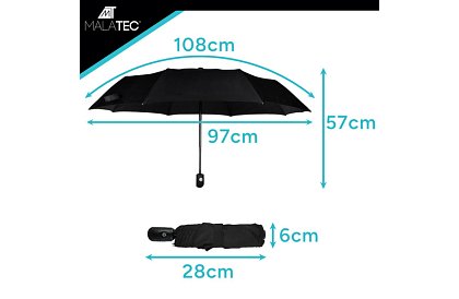Velký skládací větruodolný deštník Malatec – rychlé otevírání