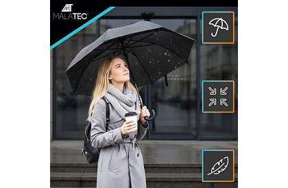 Velký skládací větruodolný deštník Malatec – rychlé otevírání
