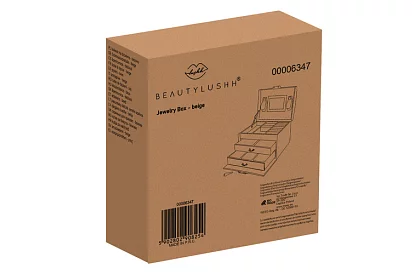 Elegantní šperkovnice – béžová se zámkem a saténovým povrchem