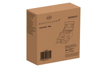 Elegantní šperkovnice – béžová se zámkem a saténovým povrchem