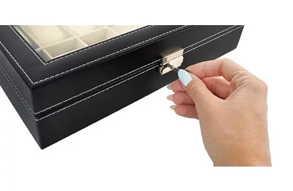 Organizér na hodinky a brýle – elegantní úložný box - Černý