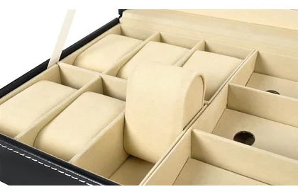 Organizér na hodinky a brýle – elegantní úložný box - Černý