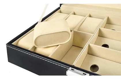 Organizér na hodinky a brýle – elegantní úložný box - Černý