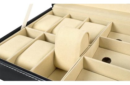 Organizér na hodinky a brýle – elegantní úložný box - Černý
