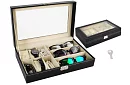 Organizér na hodinky a brýle – elegantní úložný box - Černý