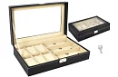 Organizér na hodinky a brýle – elegantní úložný box - Černý