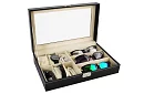 Organizér na hodinky a brýle – elegantní úložný box - Černý