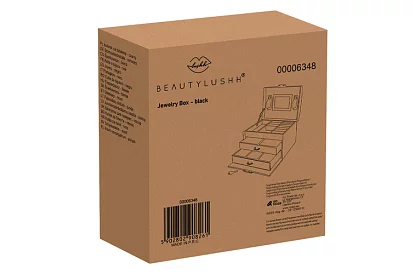 Elegantní šperkovnice – černá se zámkem a saténovým povrchem