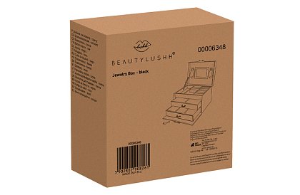 Elegantní šperkovnice – černá se zámkem a saténovým povrchem