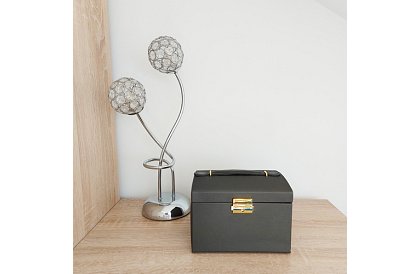 Elegantní šperkovnice – černá se zámkem a saténovým povrchem