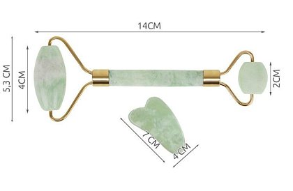 Masážní váleček z jadeitu na obličej + gua sha deska