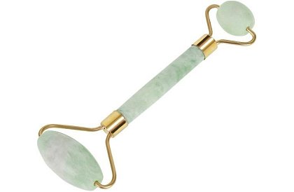 Masážní váleček z jadeitu na obličej + gua sha deska