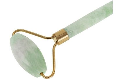 Masážní váleček z jadeitu na obličej + gua sha deska