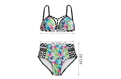 Plavky s květinovým vzorem a vysokým pasem – vel. S