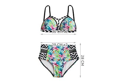 Plavky s květinovým vzorem a vysokým pasem – vel. S