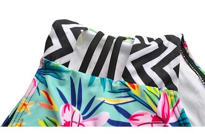 Plavky s květinovým vzorem a vysokým pasem – vel. S