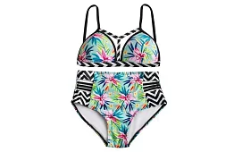 Plavky s květinovým vzorem a vysokým pasem – vel. S