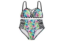 Plavky s květinovým vzorem a vysokým pasem – vel. S