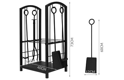Stojan na dřevo ke krbu s příslušenstvím PK011