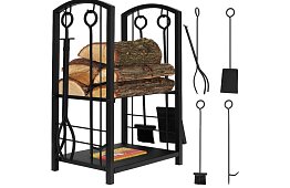 Stojan na dřevo ke krbu s příslušenstvím PK011