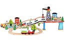 Dřevěná železnice s vláčkem na baterie – 88 dílků
