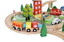 Dřevěná železnice s vláčkem na baterie – 88 dílků