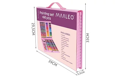 Výtvarná malířská sada v kufru – 168 dílků, růžová